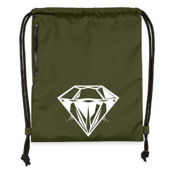 Diamond jewel symbol silhouette - Gymsac made from recycled material - military green - Front
