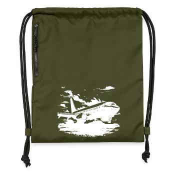 Flugzeug Skizze - Turnbeutel aus Recycling-Material - military Green - Vorne