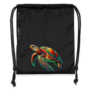 Sea turtle - Gymsac made from recycled material - black - Front