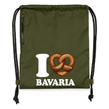 J’aime le bretzel de Bavière - Coeur - Dire - Sac à cordon en polyester recyclé - military green - Devant
