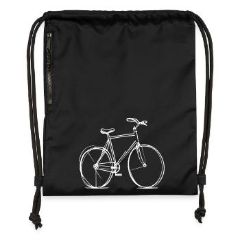 Fahrrad Strichzeichung - Turnbeutel aus Recycling-Material - Schwarz - Vorne