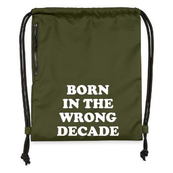 Born In The Wrong Decade - Gymsac made from recycled material - military green - Front