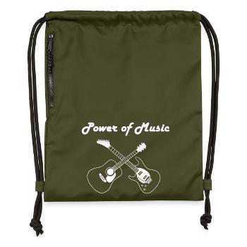 The Power of Music (White) - Gymsac made from recycled material - military green - Front
