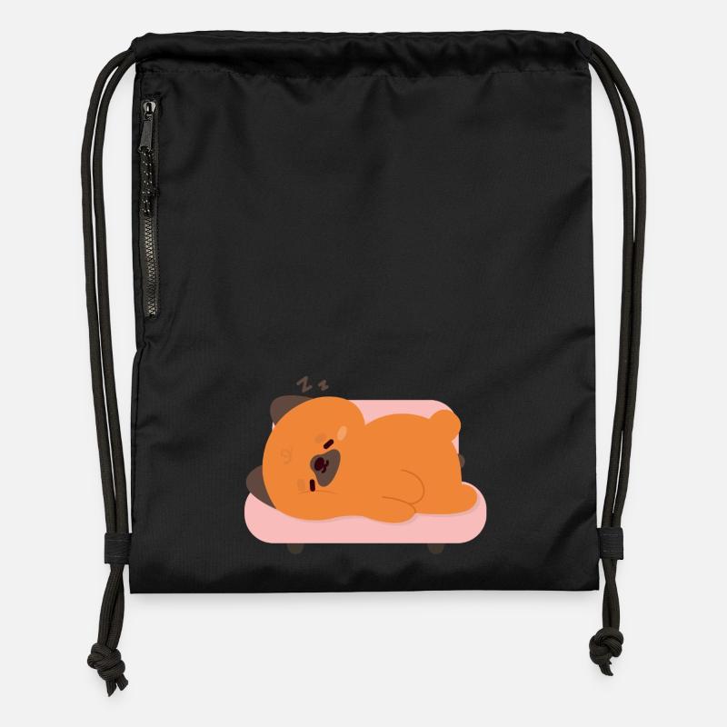 Chiot berger allemand fatigué sur canapé rose - Sac à cordon en polyester recyclé - noir