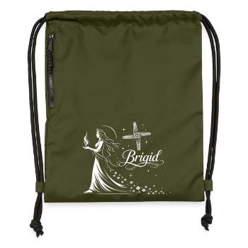 Déesse celtique Brigid imbolc avec la flamme - Sac à cordon en polyester recyclé - military green - Devant