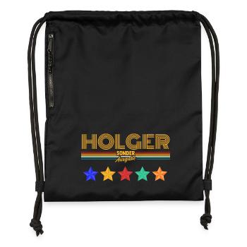 Holger - Sac à cordon en polyester recyclé - noir - Devant