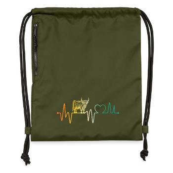 Cow Beef Heartbeat Highland Cattle - Gymsac made from recycled material - military green - Front