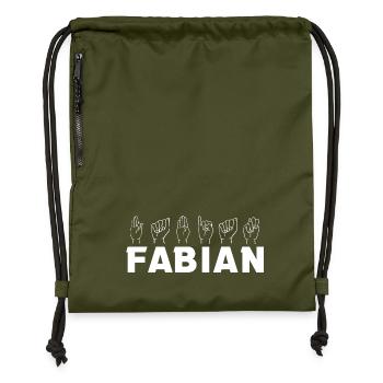 Gebärdensprache Fabian - Turnbeutel aus Recycling-Material - military Green - Vorne