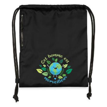 This man is Wonderful - Gymsac made from recycled material - black - Front