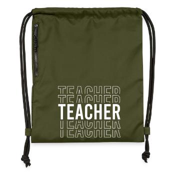 Teacher Typography - Gymsac made from recycled material - military green - Front