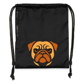 Mops , Hundekopf - Turnbeutel aus Recycling-Material - Schwarz - Vorne