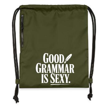 Une bonne grammaire, c’est sexy - Sac à cordon en polyester recyclé - military green - Devant