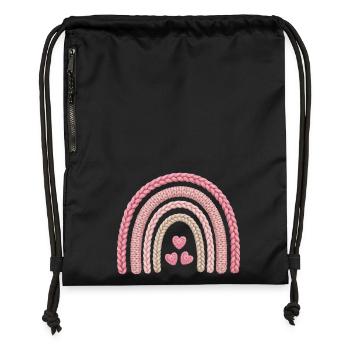 Regenbogen Rosa Strickmuster - Turnbeutel aus Recycling-Material - Schwarz - Vorne