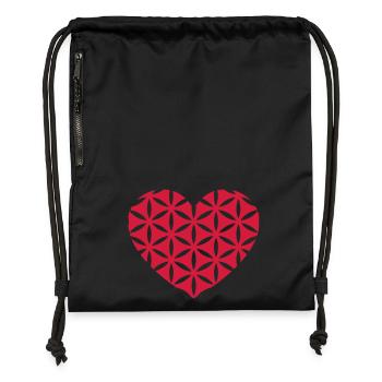Fleur de vie | Fleur de vie | COEUR - Sac à cordon en polyester recyclé - noir - Devant
