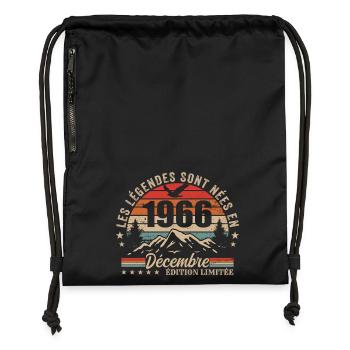 Retro December 1966 - 59th Anniversary Gift - Gymsac made from recycled material - black - Front