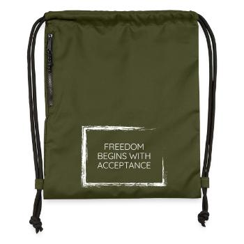 freedom begins with acceptance wisdom shirt design - Gymsac made from recycled material - military green - Front