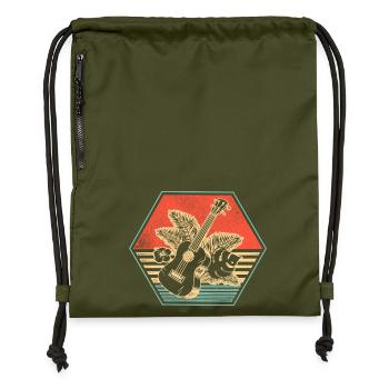 Hawaiian Ukulele Uke Retro Vintage - Gymsac made from recycled material - military green - Front