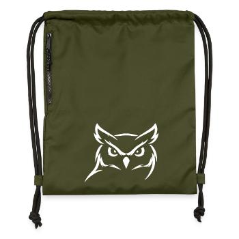 Eulen Kop - Minimalistisches Natur Design - Turnbeutel aus Recycling-Material - military Green - Vorne
