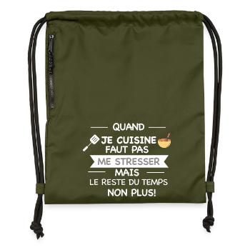 tablier de cuisine humoristique - Sac à cordon en polyester recyclé - military green - Devant