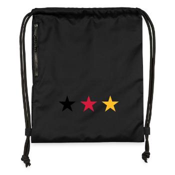 Allemagne trois étoiles dans Noir Rouge Or - Sac à cordon en polyester recyclé - noir - Devant