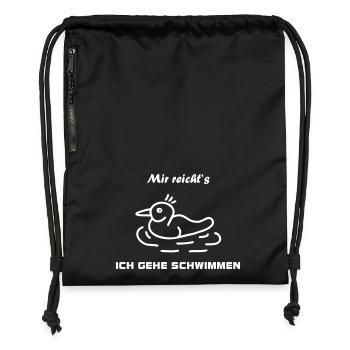 Ente schwimmen - Turnbeutel aus Recycling-Material - Schwarz - Vorne