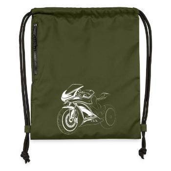 Motorcycle Racing Biker Race Illustration Icon - Gymsac made from recycled material - military green - Front