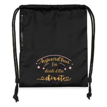 aujourd'hui j'ai décidé d'être chiante - Sac à cordon en polyester recyclé - noir - Devant