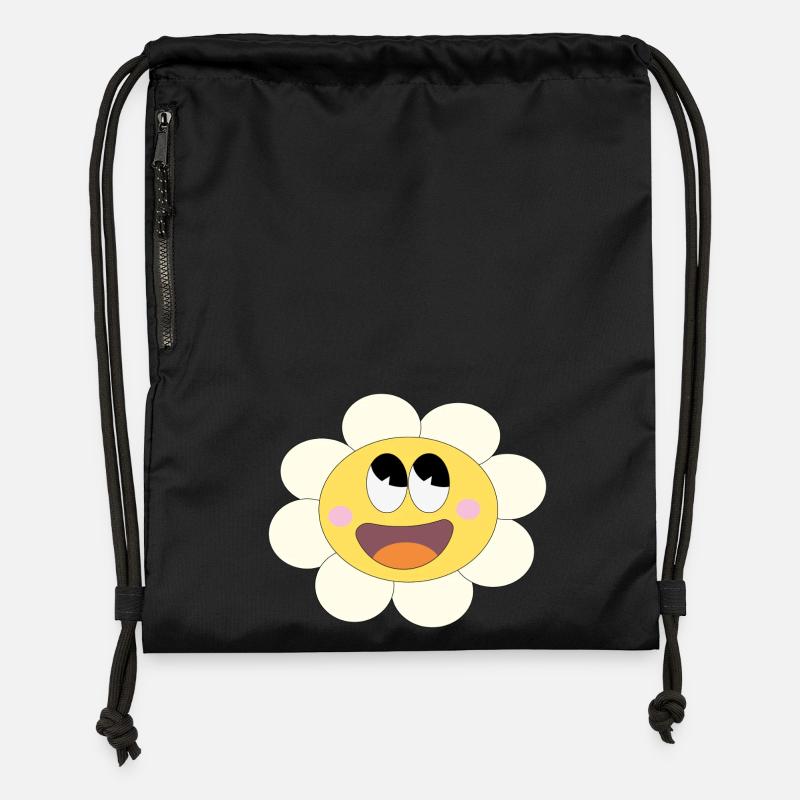 Hübsches Blümchen! - Turnbeutel aus Recycling-Material - Schwarz