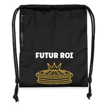 Humour galette des rois - Sac à cordon en polyester recyclé - noir - Devant