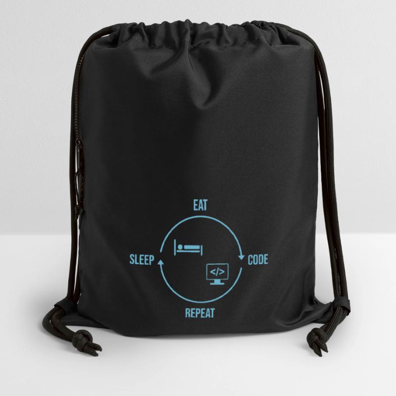 Eat Sleep Code Repeat - Programmer Cycle Gymsac made from recycled material