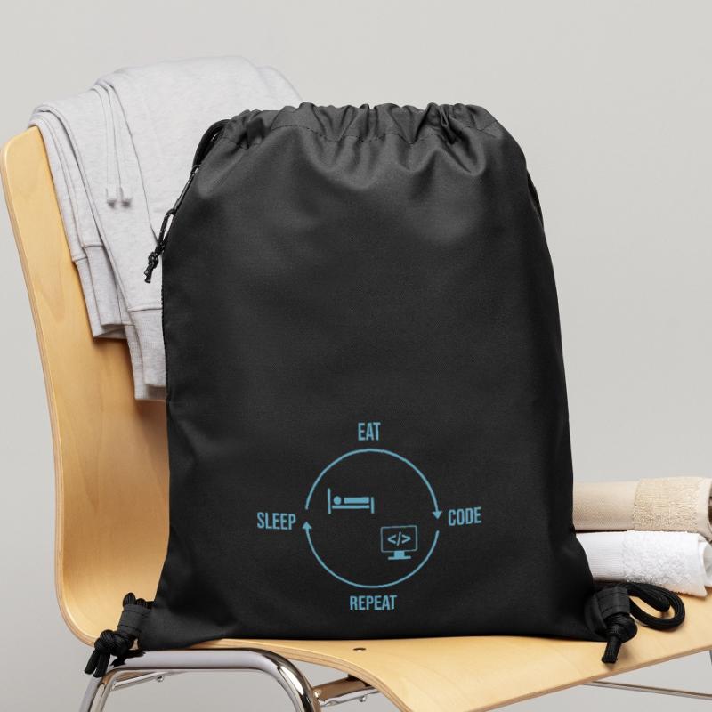 Répétition du code Manger Sommeil - Cycle du programmeur Sac à cordon en polyester recyclé