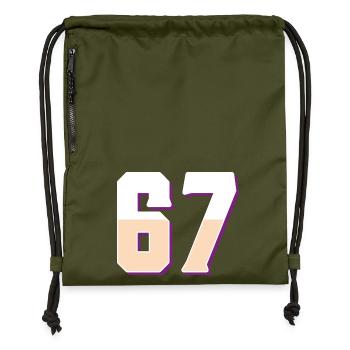 6 7 – Trendy minimalist text design, - Gymsac made from recycled material - military green - Front