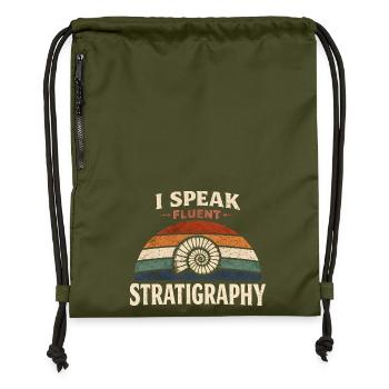 Ich spreche Stratigraphie | Geologie Fossilien - Turnbeutel aus Recycling-Material - military Green - Vorne