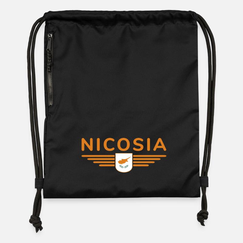 Nicosia Design – Capitale de Chypre - Sac à cordon en polyester recyclé - noir