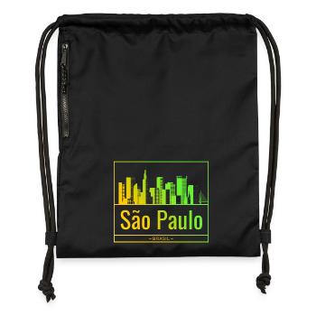 São Paulo skyline in neon gradient - Gymsac made from recycled material - black - Front