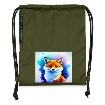 Renard féerique néon - Sac à cordon en polyester recyclé - military green - Devant