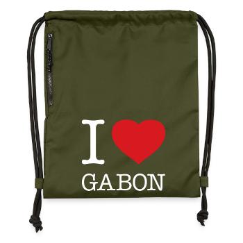 I LOVE GABON - Gymsac made from recycled material - military green - Front