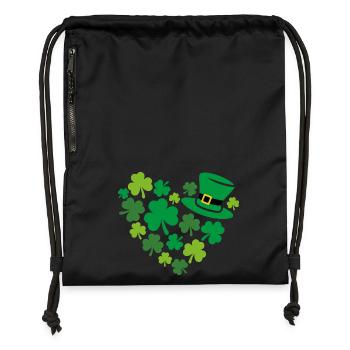 Herzförmiges Kleeblatt zum St. Patrick Tag - Turnbeutel aus Recycling-Material - Schwarz - Vorne