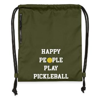 Happy People Play Pickleball - Gymsac made from recycled material - military green - Front