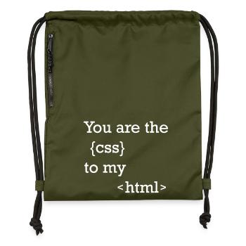 Motif de programmeur drôle pour les développeurs web - Sac à cordon en polyester recyclé - military green - Devant
