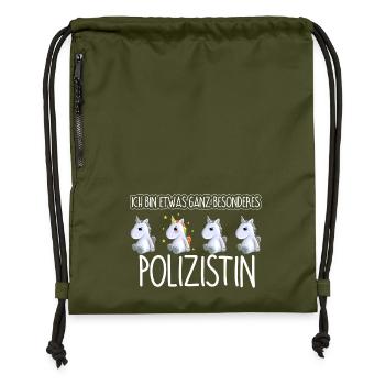 POLIZISTIN - Toll - Turnbeutel aus Recycling-Material - military Green - Vorne
