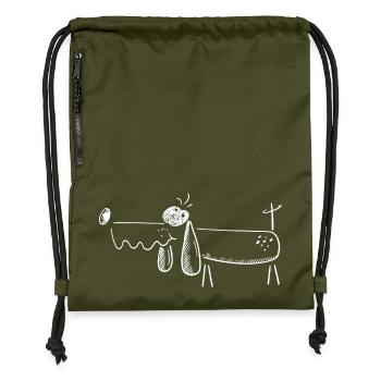 Funny Dackel Comic Skizze - Hund - Turnbeutel aus Recycling-Material - military Green - Vorne