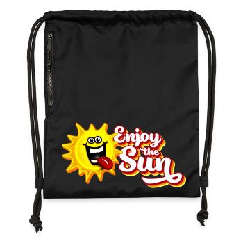 Enjoy the sun / Summer feeling / Retro-Look - Gymsac made from recycled material - black - Front