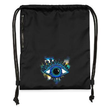 Eye - bearer of light, symbol of clarity - Gymsac made from recycled material - black - Front