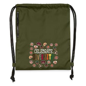 Celebrate Diversity - celebrate diversity - Gymsac made from recycled material - military green - Front