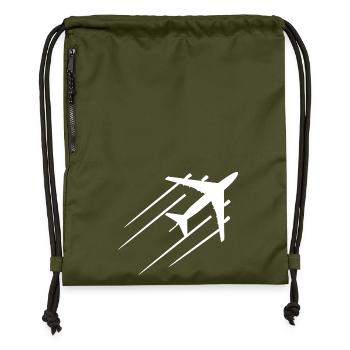Flugzeug - Turnbeutel aus Recycling-Material - military Green - Vorne