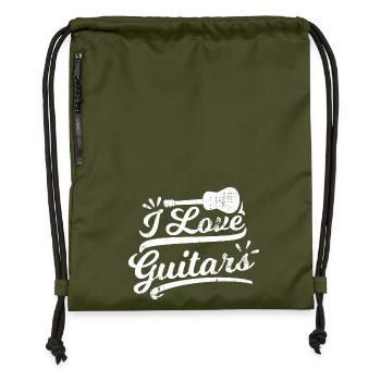 I Love Guitars - Gymsac made from recycled material - military green - Front