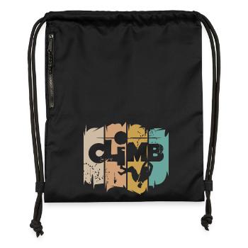 escalade rétro bloc icône grimpeur vintage - Sac à cordon en polyester recyclé - noir - Devant