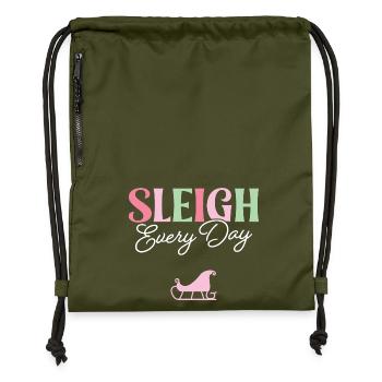 Sleigh Every Day - Gymsac made from recycled material - military green - Front