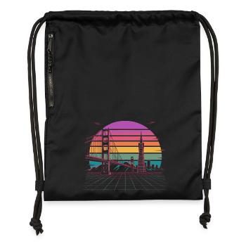 Rainbow Bridge Neon Skyline San Francisco - Sac à cordon en polyester recyclé - noir - Devant